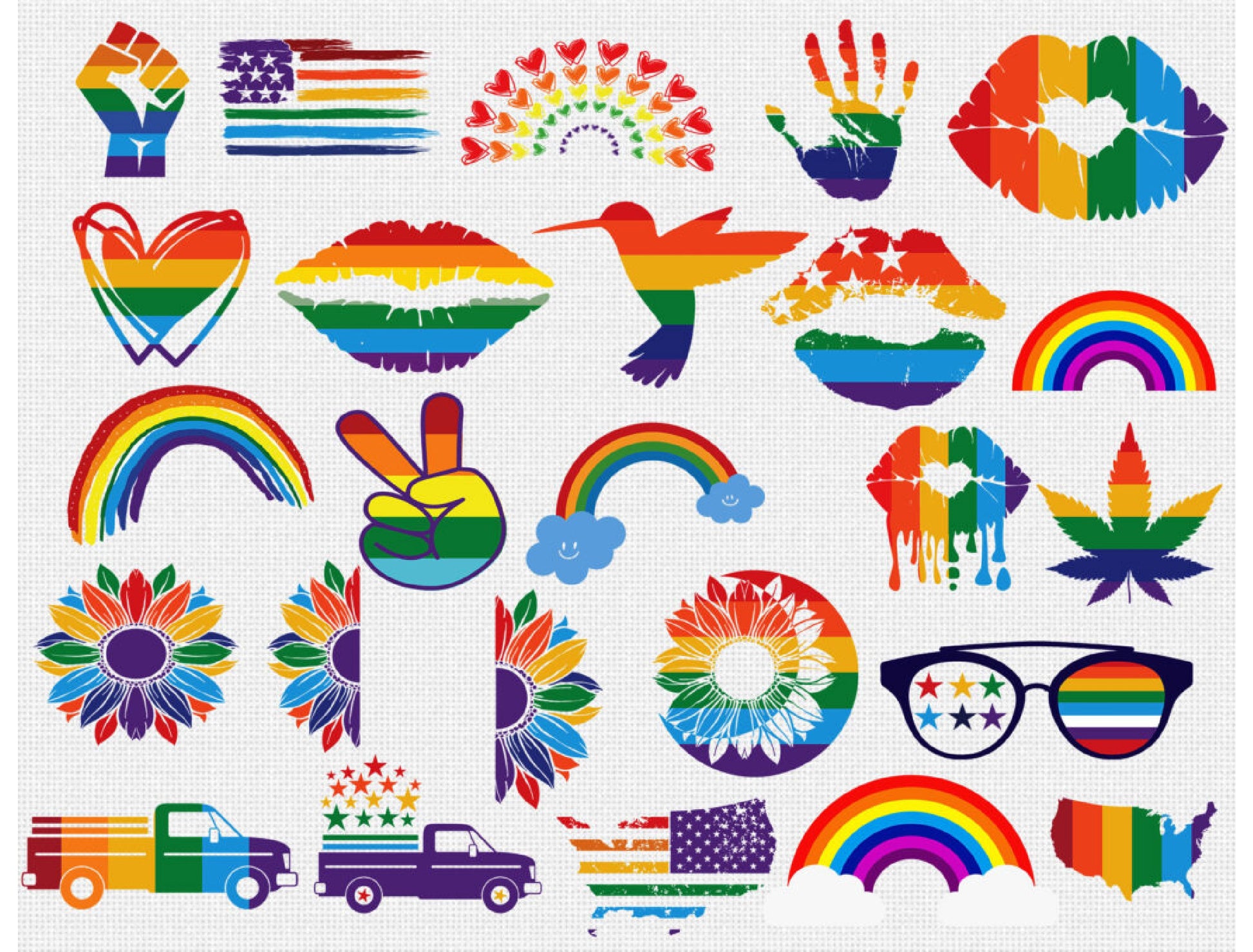Rainbow SVG Bundle - 1000+ files Rainbow SVG, EPS, PNG, DXF for Cricut, Silhouette
