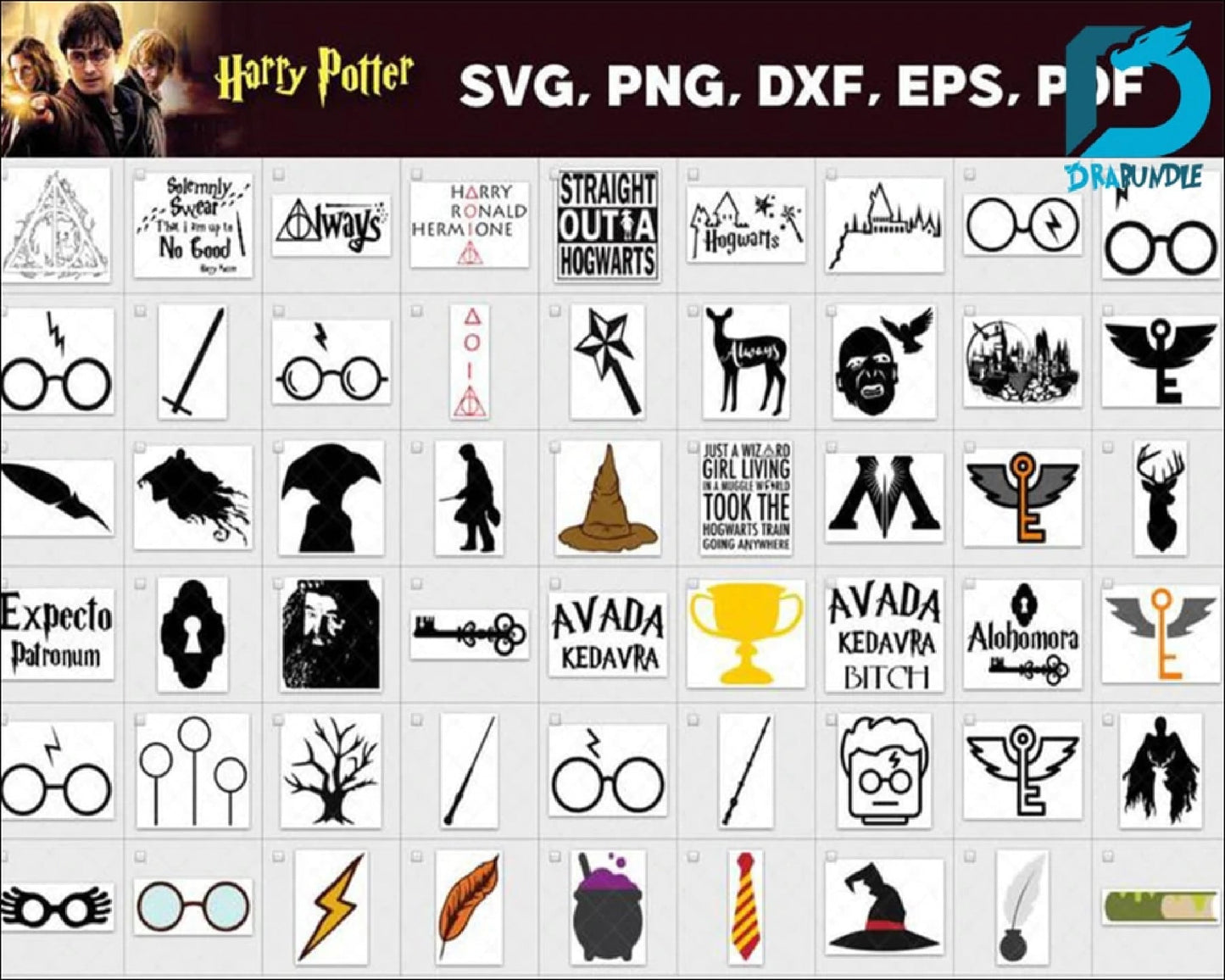 4000+ harry potter bundle svg,dxf,png, cricut , file cut , vector file ,Silhouette, Digital Dowload