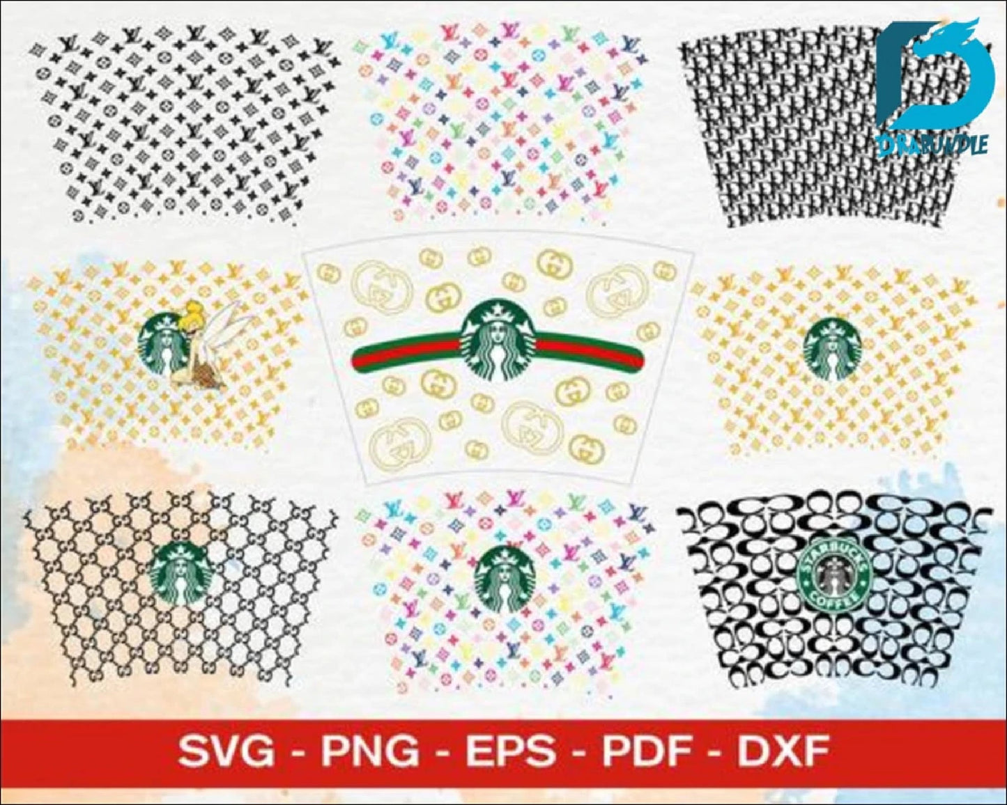 300+ Starbucks Wrap Luxury SVG Bundle 2.0 Digital Dowload