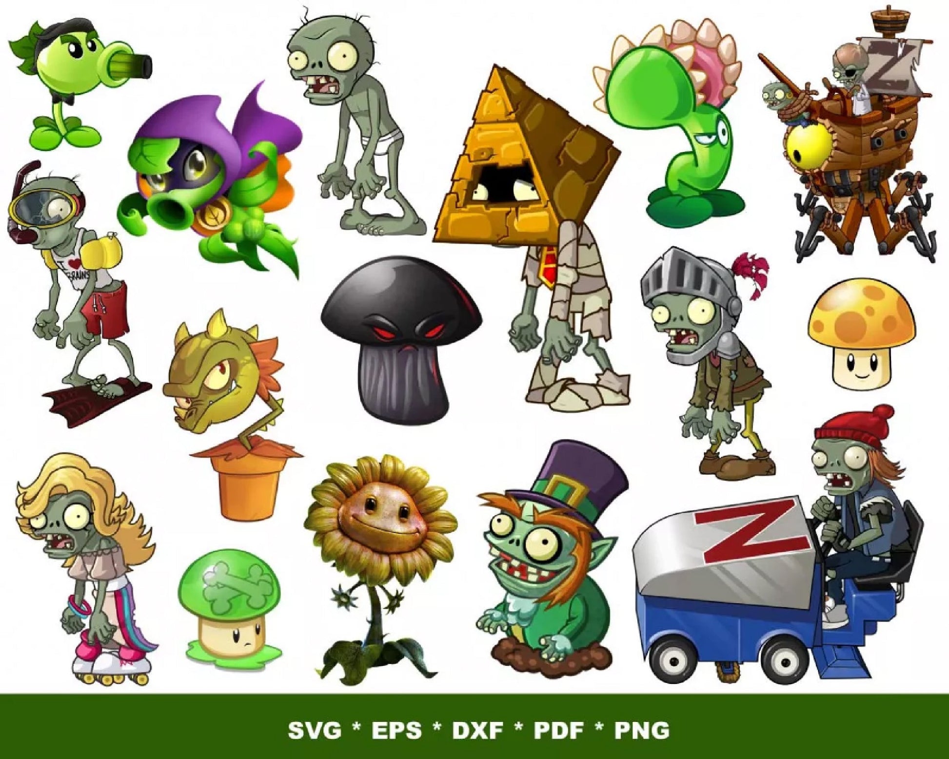 Plants vs Zombies Svg, Dxf, Eps, Png, Clipart, Silhouette and Cutfiles