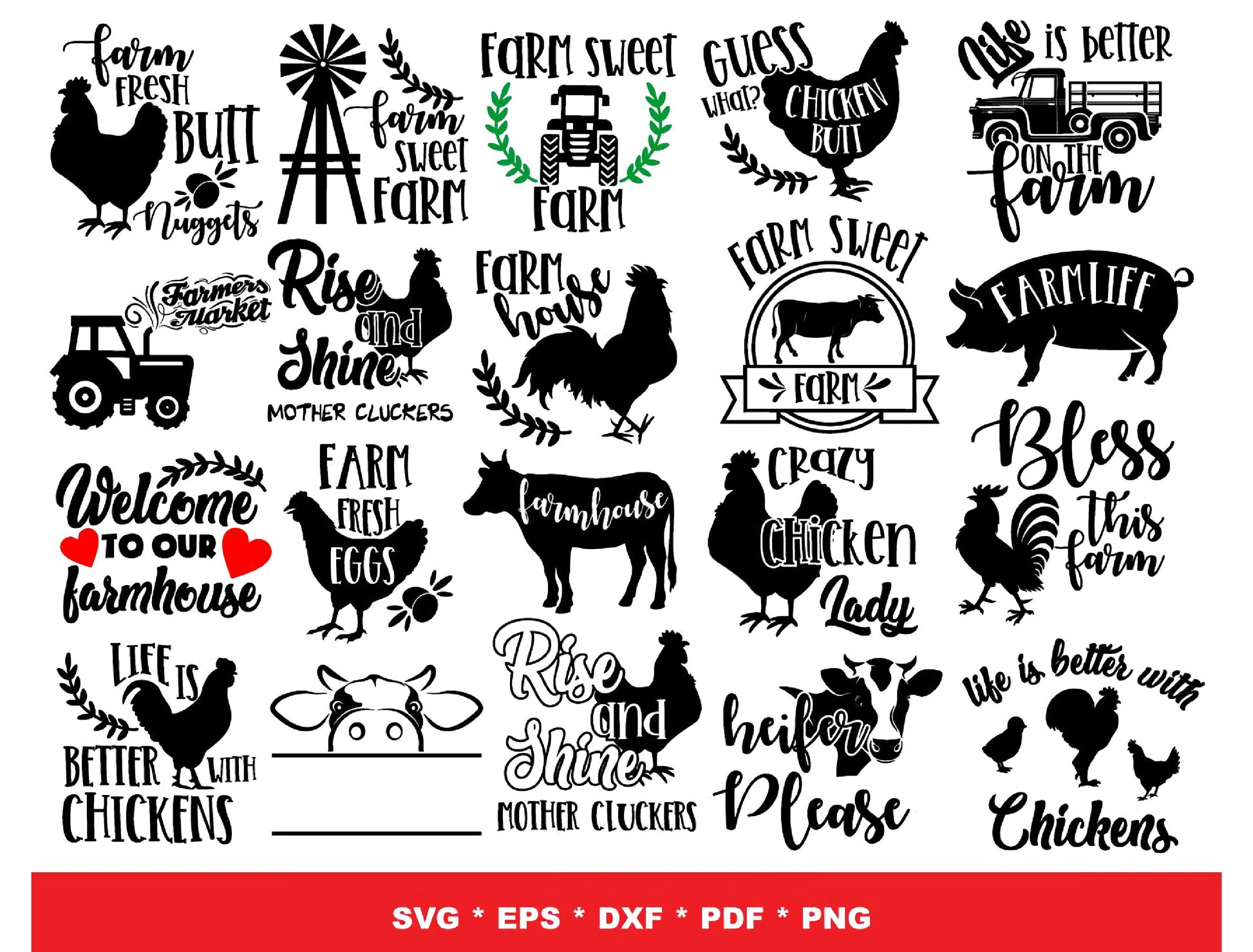 Farm SVG Bundle - 1200+ files Farm SVG, EPS, PNG, DXF for Cricut, Silhouette