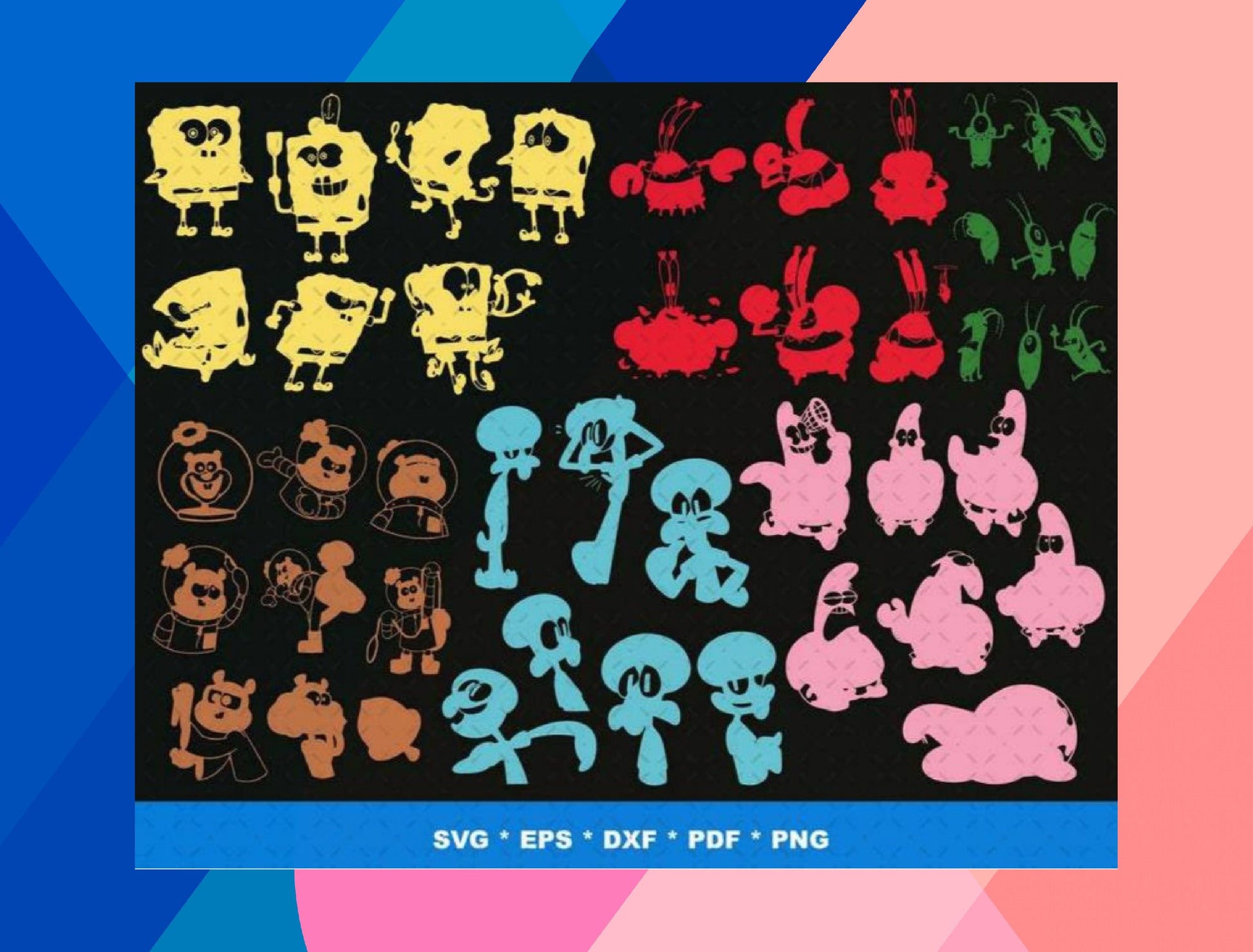 Spongebob SVG Bundle - 1500+ files Spongebob SVG, EPS, PNG, DXF for Cricut, Silhouette