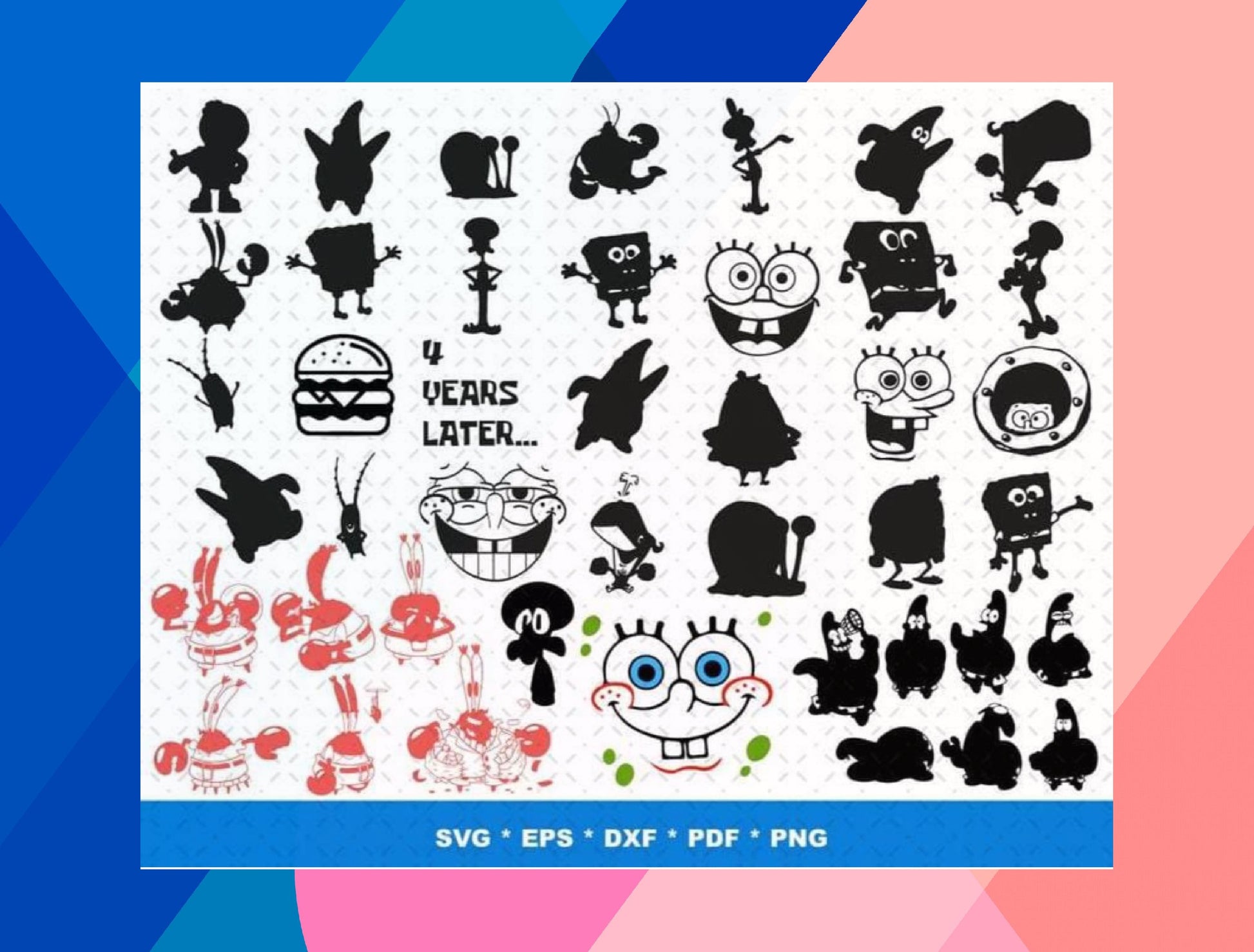 Spongebob SVG Bundle - 1500+ files Spongebob SVG, EPS, PNG, DXF for Cricut, Silhouette