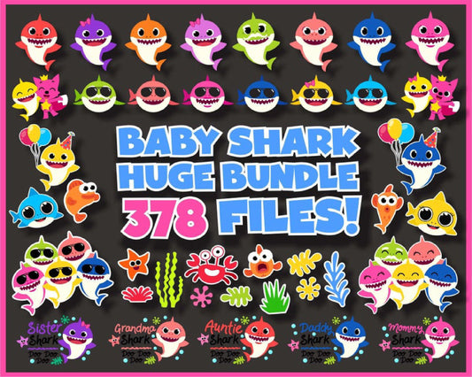 Baby Shark SVG Bundle - 378+ files Baby Shark SVG, EPS, PNG, DXF for Cricut, Silhouette
