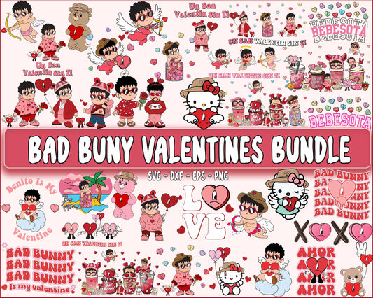 60+ file Bad Bunny valentines bundle SVG, Bad Bunny valentines SVG DXF EPS PNG, Cutting Image, File Cut , Digital Download, Instant Download