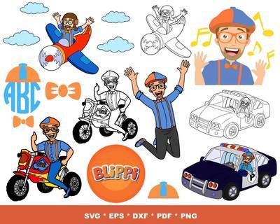 Blippi SVG Bundle - 100+ files Blippi SVG, EPS, PNG, DXF for Cricut, Silhouette