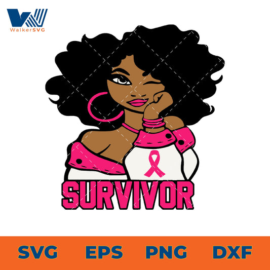 Black Girl, Breast Cancer Survivor SVG