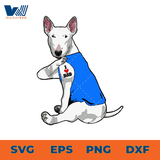  I Love Dad, Bull Terrier Tattoo SVG