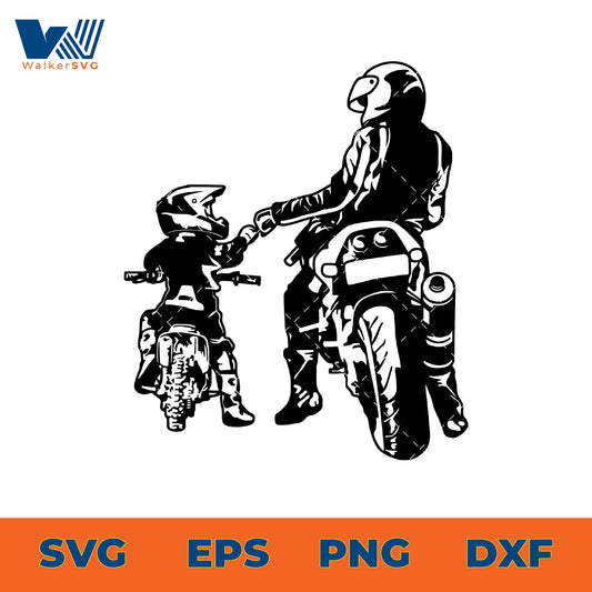 Father And Son On Sport Bikes SVG