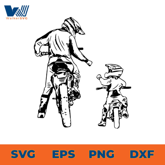 Father And Son On Dirt Bikes SVG