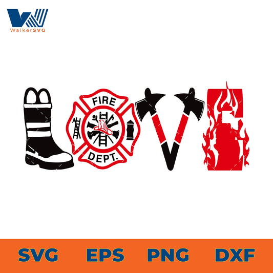 Love Firefighter SVG
