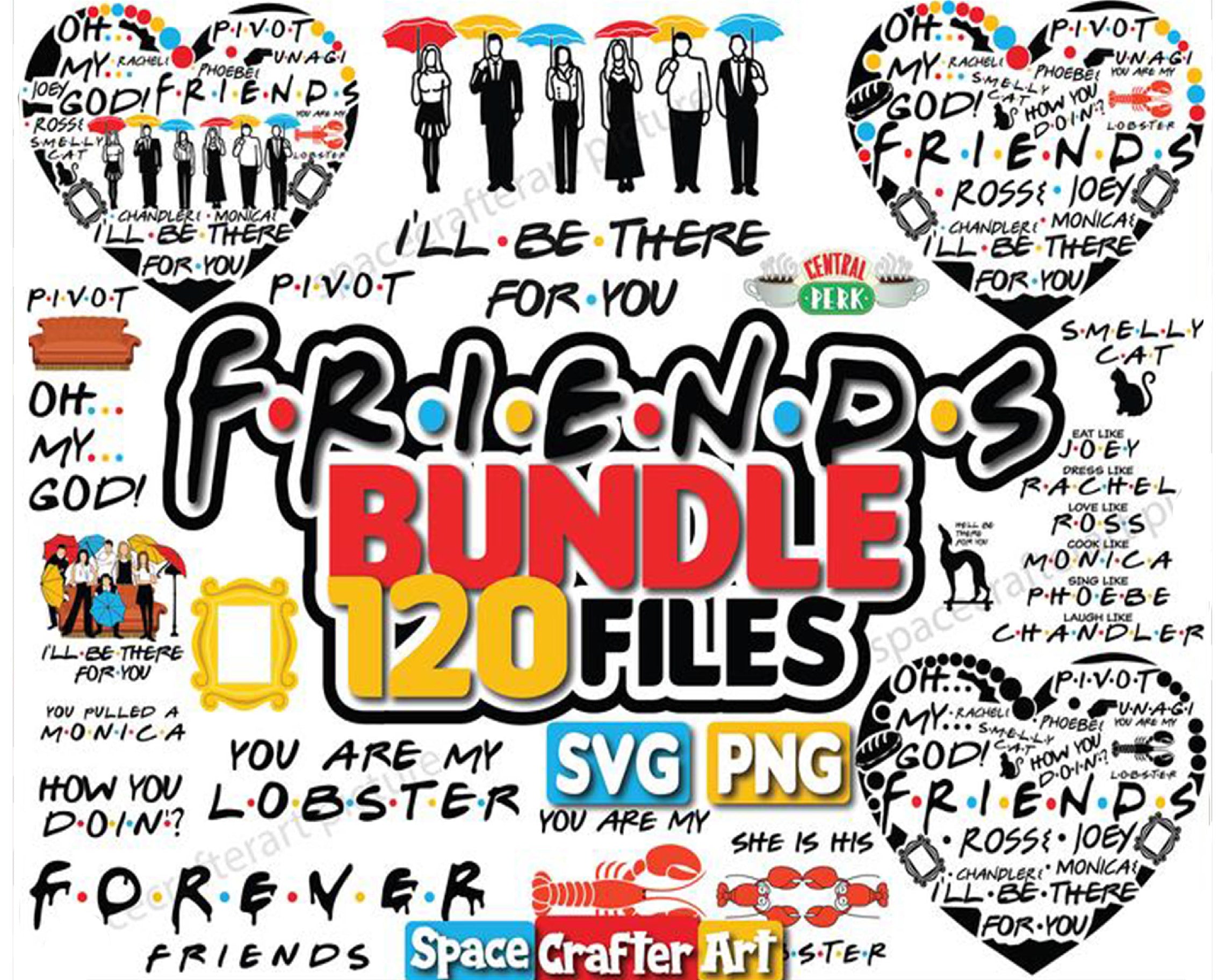 Friends SVG Bundle - 120+ files Friends SVG, EPS, PNG, DXF for Cricut ...