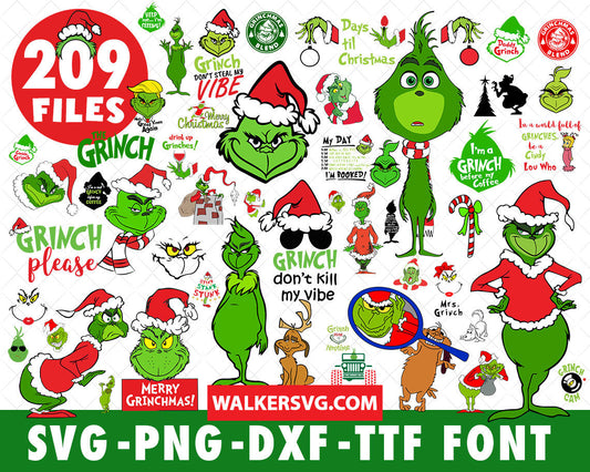 Grinch SVG Bundle - 845+ files Grinch SVG, EPS, PNG, DXF for Cricut, Silhouette
