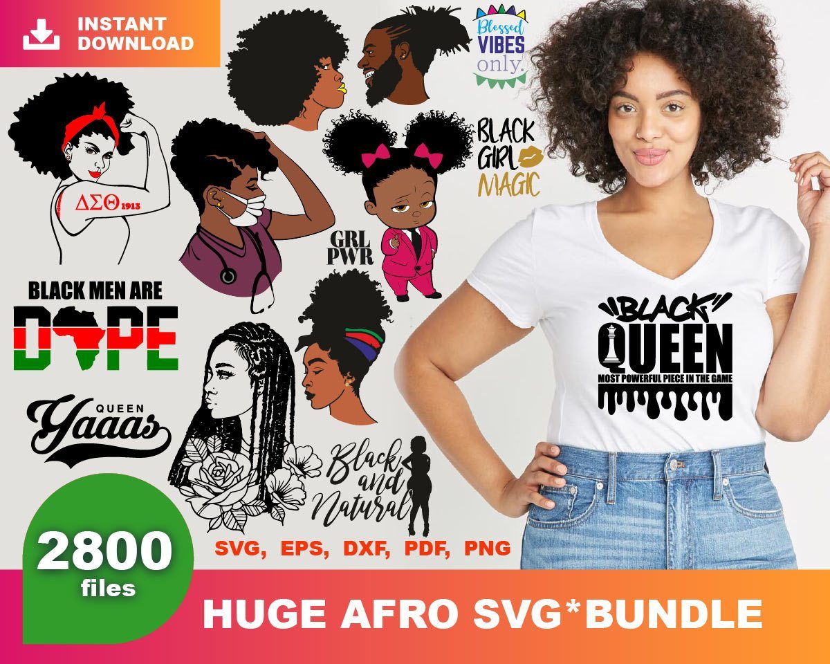 Afro SVG Bundle - 2800+ files Afro SVG, EPS, PNG, DXF for Cricut, Silhouette