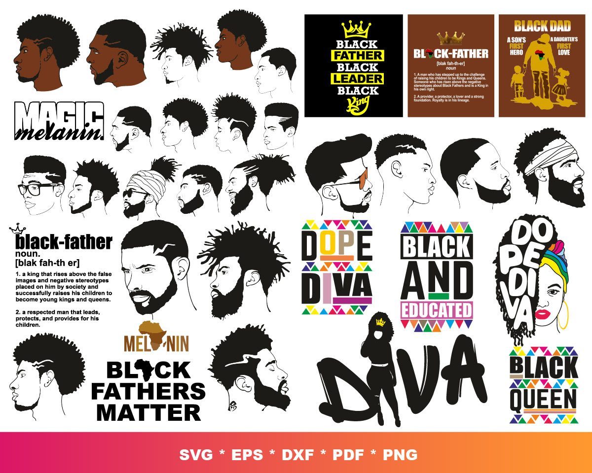 Afro SVG Bundle - 2800+ files Afro SVG, EPS, PNG, DXF for Cricut, Silhouette