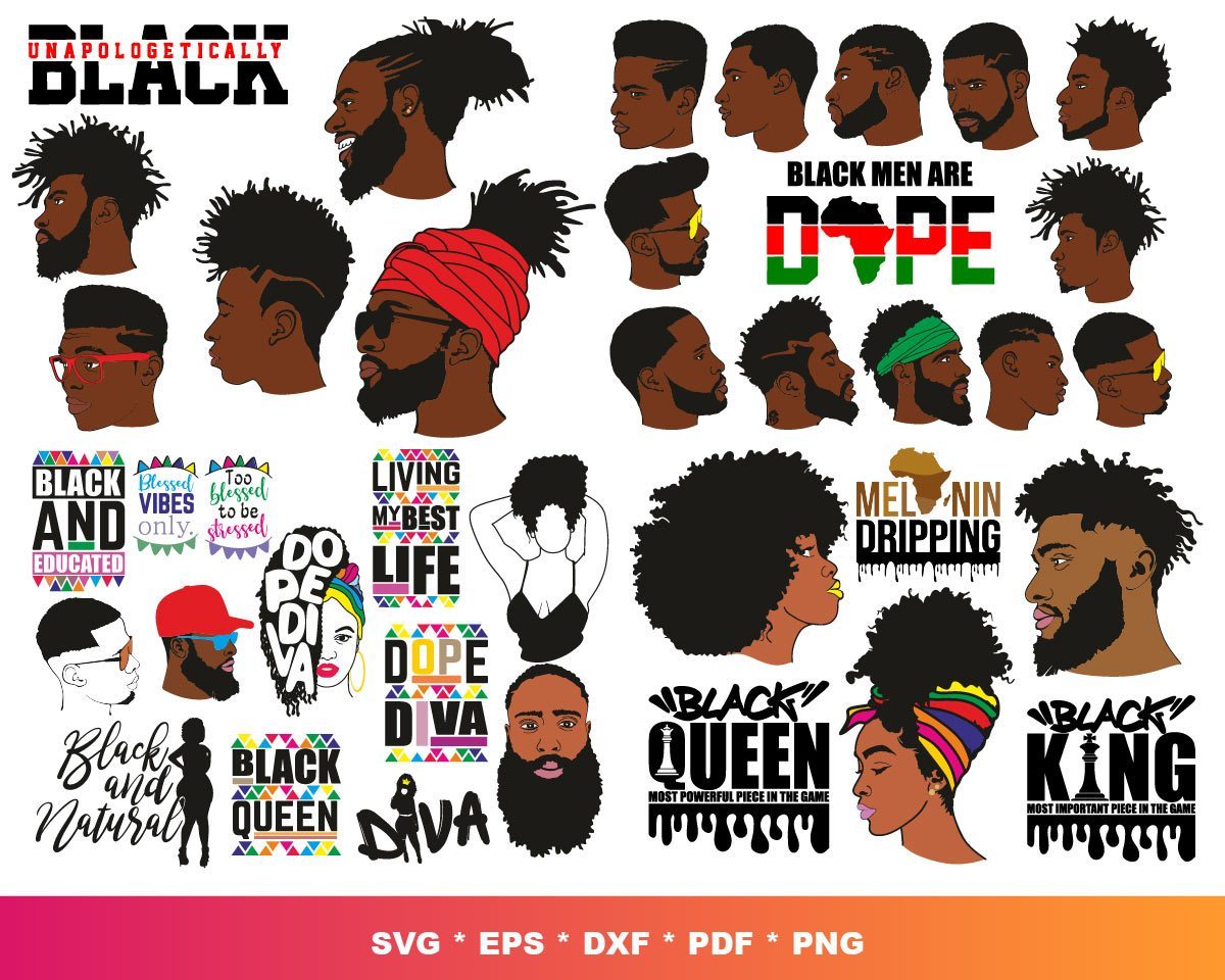 Afro SVG Bundle - 2800+ files Afro SVG, EPS, PNG, DXF for Cricut, Silhouette