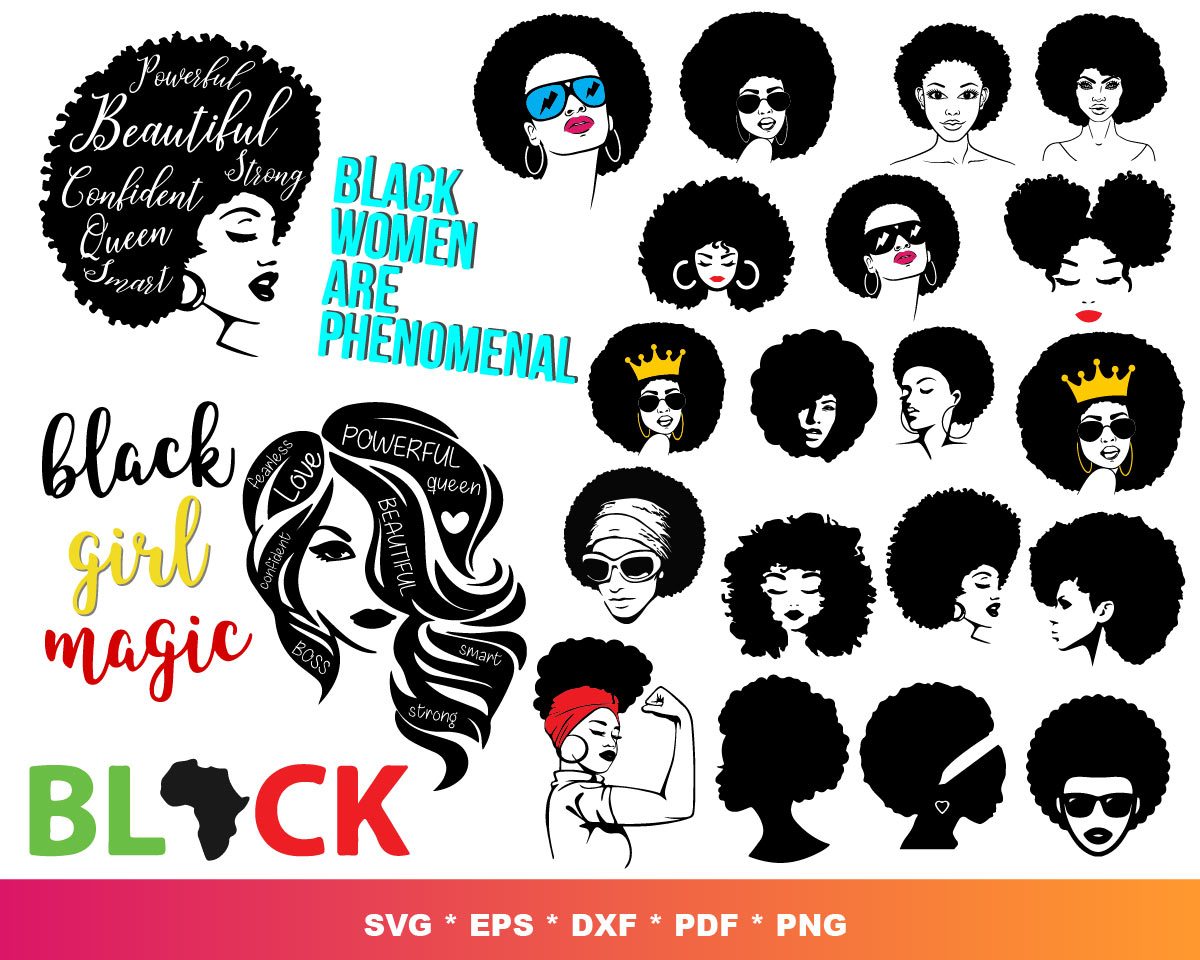 Afro SVG Bundle - 2800+ files Afro SVG, EPS, PNG, DXF for Cricut, Silhouette