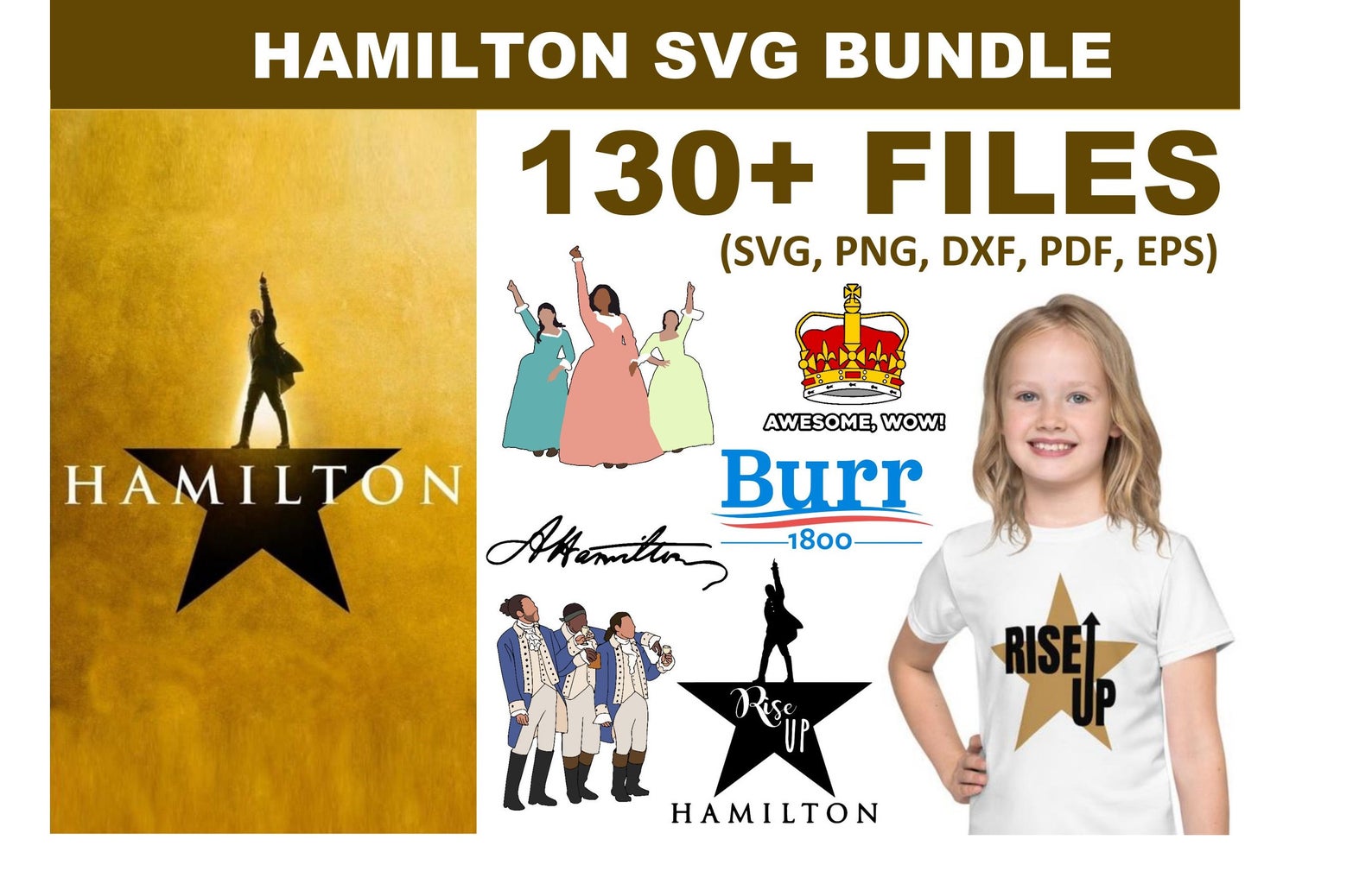 Hamilton SVG Bundle - 130+ files Hamilton SVG, EPS, PNG, DXF for Cricut, Silhouette