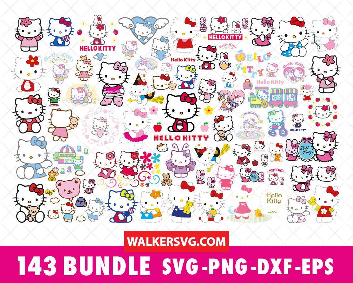 Hello Kitty SVG Bundle 2.0 - 575+ files Hello Kitty SVG, EPS, PNG, DXF for Cricut, Silhouette