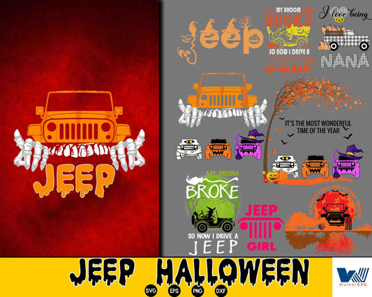 Jeep Halloween bundle SVG , Bundle halloween svg, file cut , for Cricut,  Silhouette , digital download