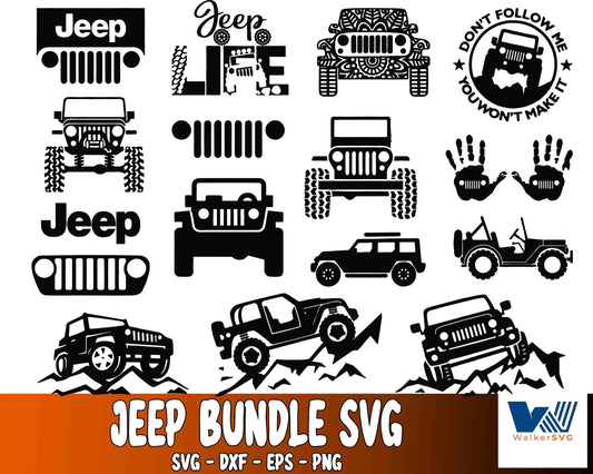 Jeep bundle svg ,mega bundle Jeep  svg, file cut , for Cricut,  Silhouette , digital download