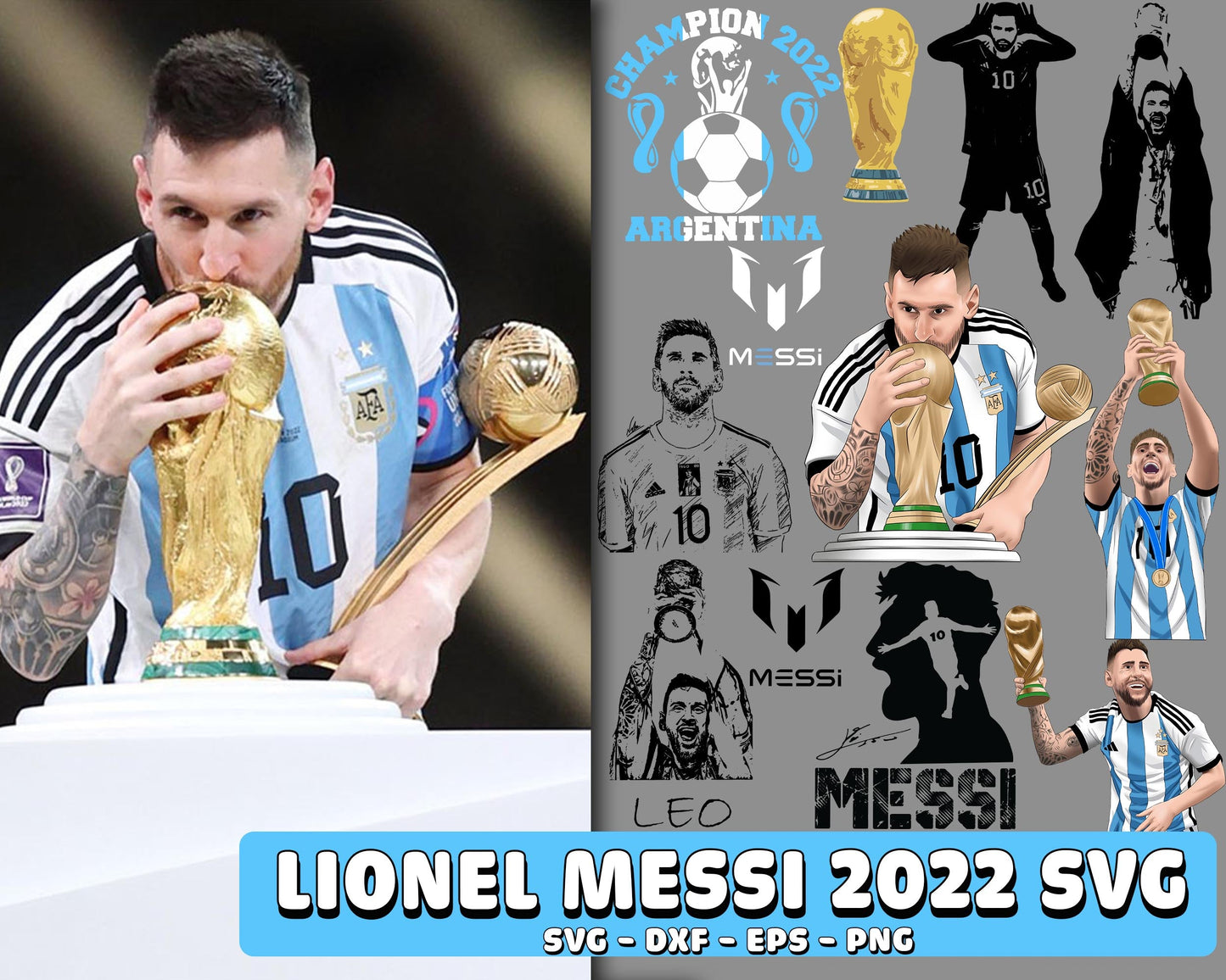 Messi SVG , Lionel Messi SVG Bundle, Messi mega bundle SVG, World Cup 2022 SVG SVG DXF PNG EPS , cricut , file cut , Silhouette, digital download, Instant Download