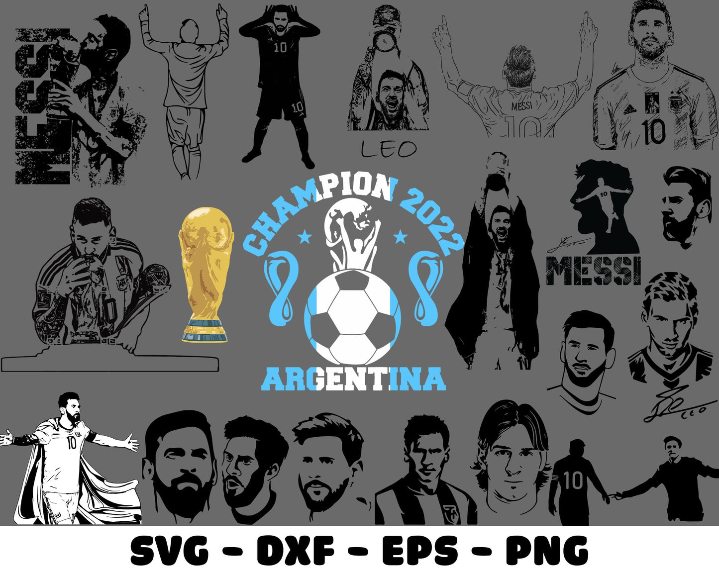 Messi SVG , Lionel Messi SVG Bundle, Messi mega bundle SVG, World Cup 2022 SVG SVG DXF PNG EPS , cricut , file cut , Silhouette, digital download, Instant Download