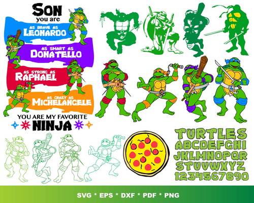Ninja Turtles SVG Bundle - 1000+ files Ninja Turtles SVG, EPS, PNG, DXF for Cricut, Silhouette