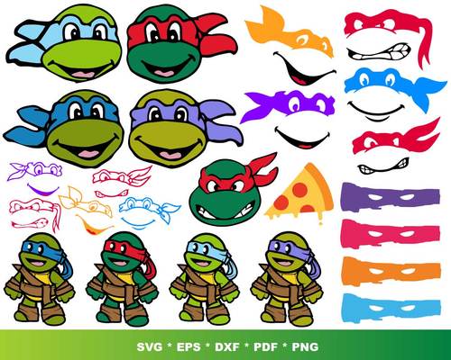 Ninja Turtles SVG Bundle - 1000+ files Ninja Turtles SVG, EPS, PNG, DXF for Cricut, Silhouette