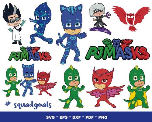 PJ Masks SVG Bundle - 150+ files PJ Masks SVG, EPS, PNG, DXF for Cricut, Silhouette