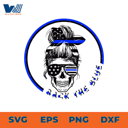 Back The Blue Skull SVG