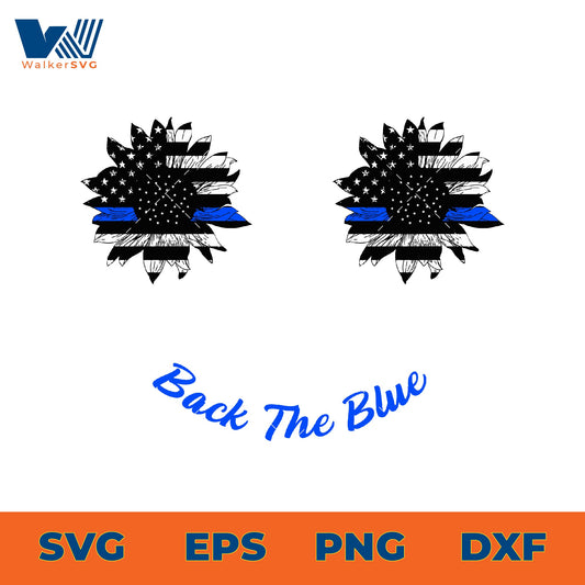 Back The Blue Flowers SVG