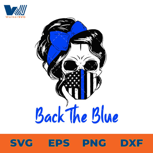 Back The Blue Skull Mom SVG