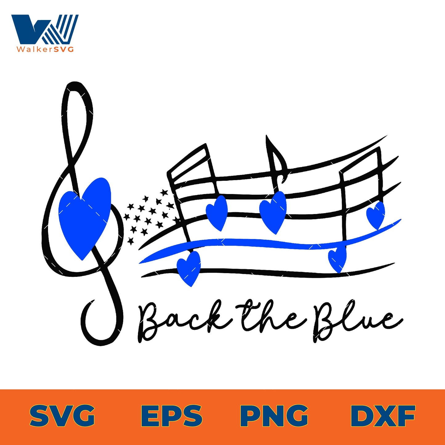 Back The Blue Song Notes SVG
