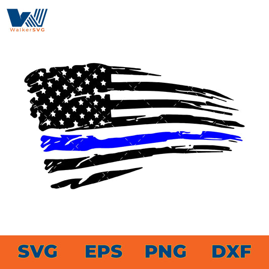 Thin Blue Line Flag SVG
