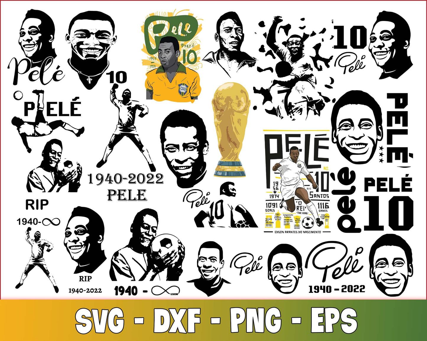 100+ file RIP Pele Brazil svg, Pele Brazil svg, Rip Pele My Legend SVG SVG DXF PNG EPS , cricut , file cut , Silhouette, digital download, Instant Download