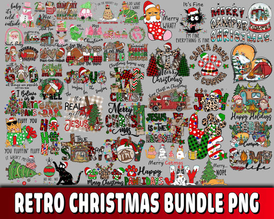 Retro christmas bundle PNG , Mega bundle Retro christmas PNG , file cut , Silhouette, digital download, Instant Download