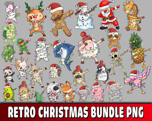 Retro christmas bundle PNG , Mega bundle Retro christmas PNG 4 , file cut , Silhouette, digital download, Instant Download