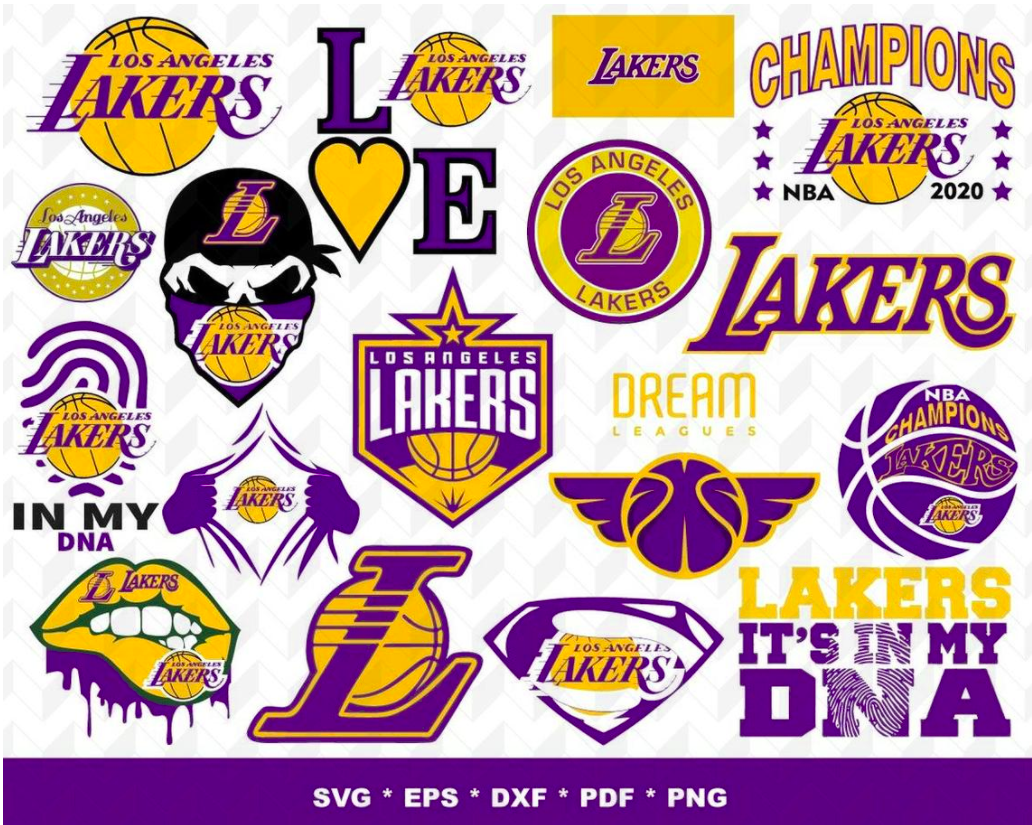 Lakers SVG Bundle - 250+ files Lakers SVG, EPS, PNG, DXF for Cricut, Silhouette