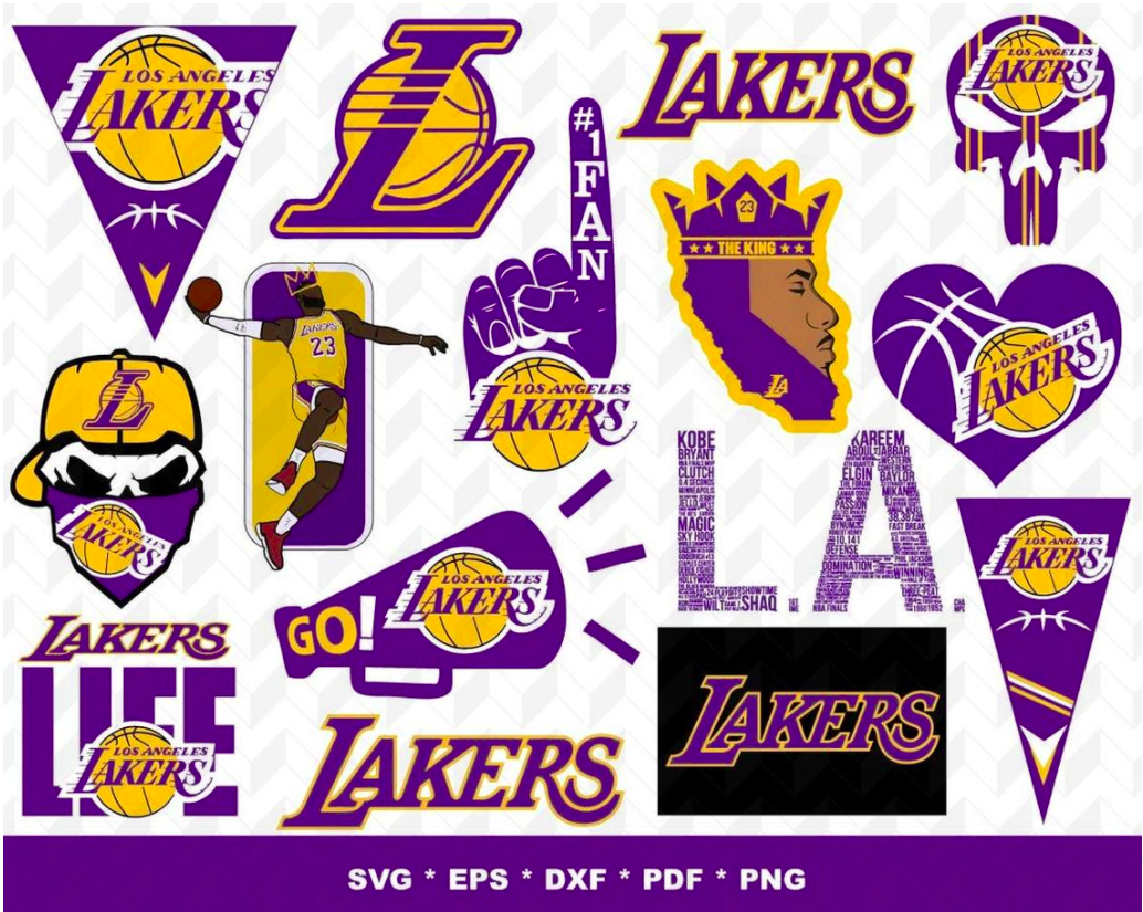 Lakers SVG Bundle - 250+ files Lakers SVG, EPS, PNG, DXF for Cricut, Silhouette