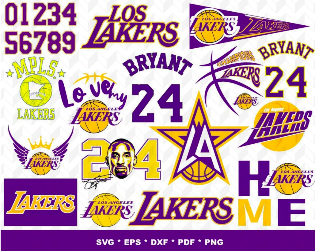 Lakers SVG Bundle - 250+ files Lakers SVG, EPS, PNG, DXF for Cricut, Silhouette