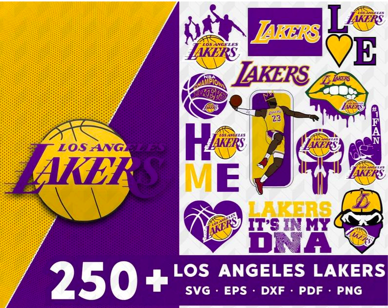 Lakers SVG Bundle - 250+ files Lakers SVG, EPS, PNG, DXF for Cricut, Silhouette