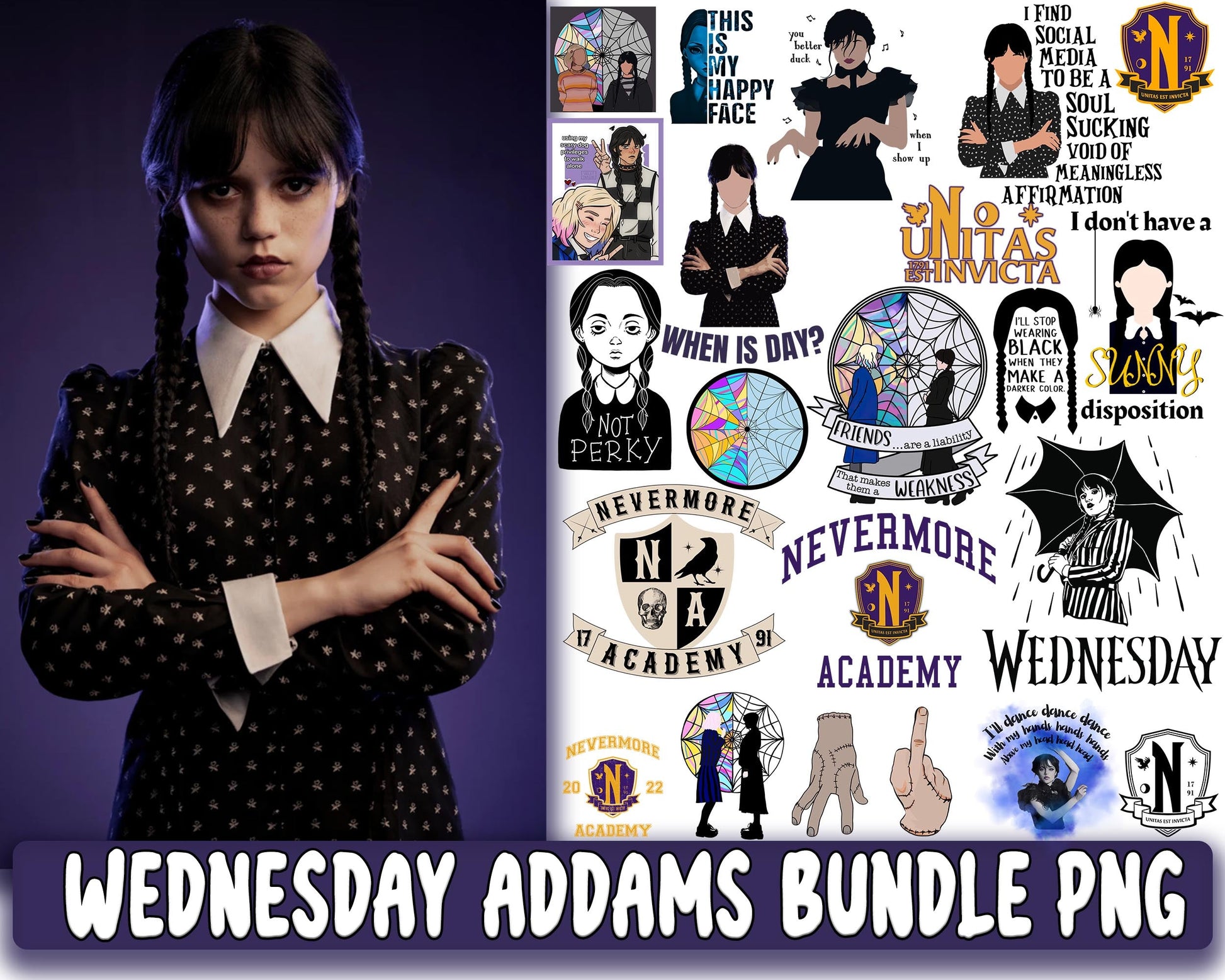 Wednesday Addams PNG Bundle - Netflix series bundle PNG - Wednesday Ad –  Zerosvg