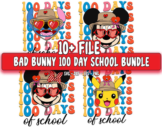 bad bunny 100 day school bundle svg , bad bunny SVG DXF PNG EPS , cricut , file cut , Silhouette, digital download, Instant Download