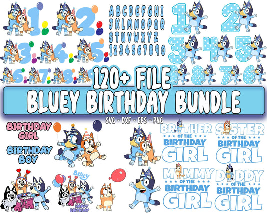 bluey birthday bundle svg , 120+ file bluey birthday bundle SVG DXF PNG EPS , cricut , file cut , Silhouette, digital download, Instant Download