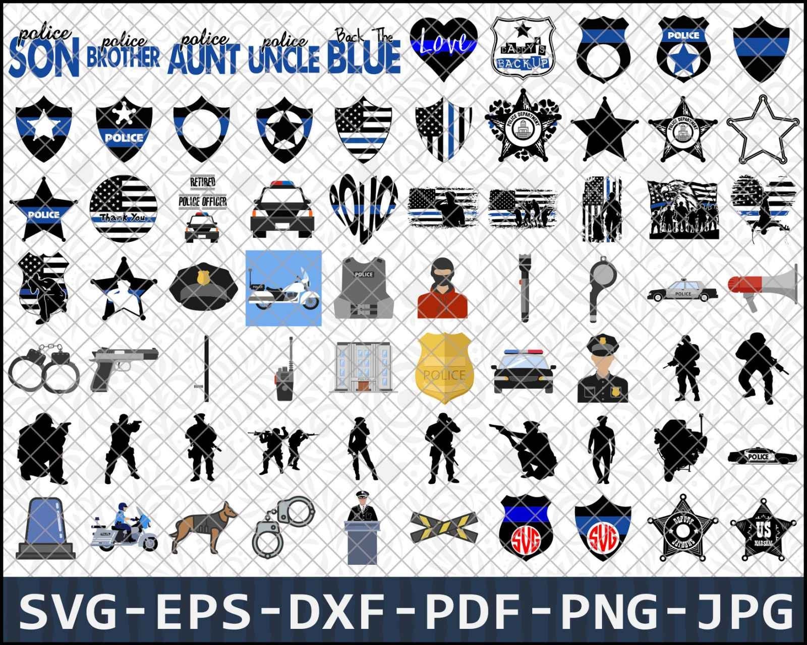 Police SVG Bundle - 1000+ files Police SVG, EPS, PNG, DXF for Cricut, Silhouette
