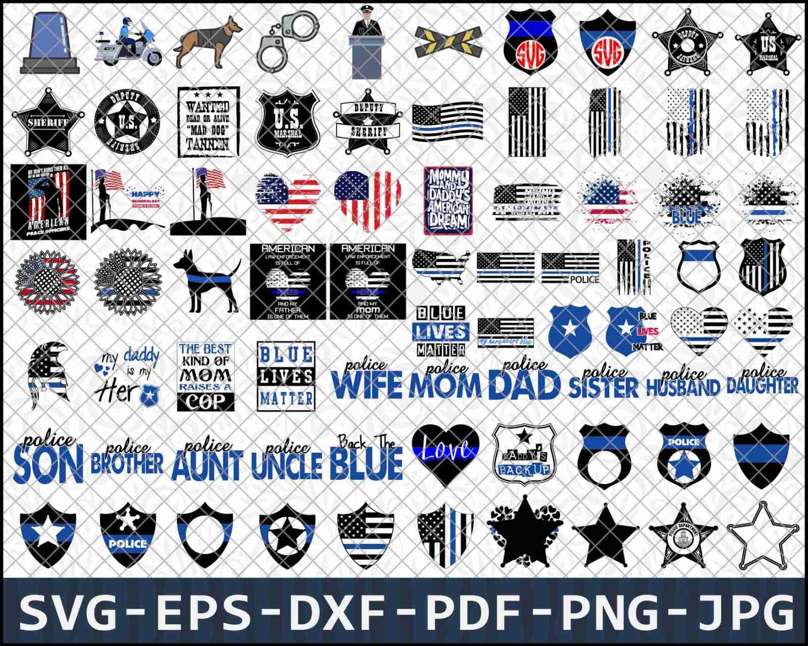 Police SVG Bundle - 1000+ files Police SVG, EPS, PNG, DXF for Cricut, Silhouette