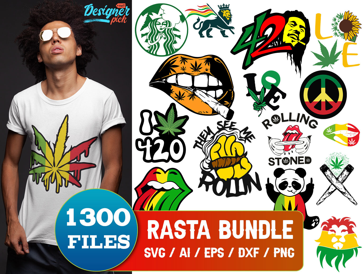 Rasta SVG Bundle - 1300+ files Rasta SVG, EPS, PNG, DXF for Cricut, Si ...